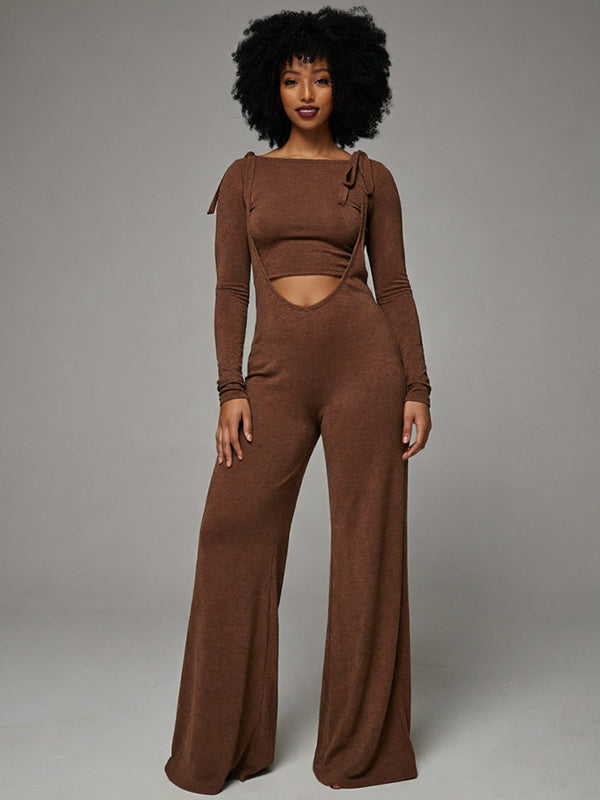 Cropped Top & Overalls Set