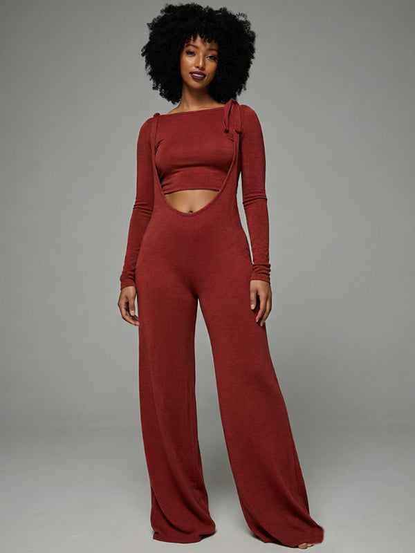Cropped Top & Overalls Set