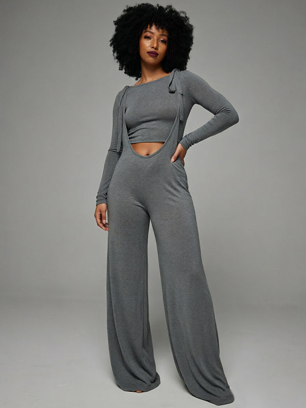 Cropped Top & Overalls Set