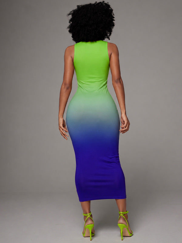 V-Neck Gradient Dress