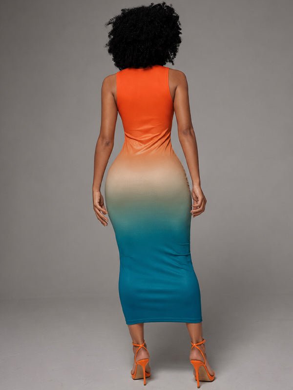 V-Neck Gradient Dress
