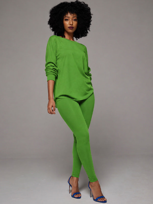 Solid Sweatshirt & Pants Set