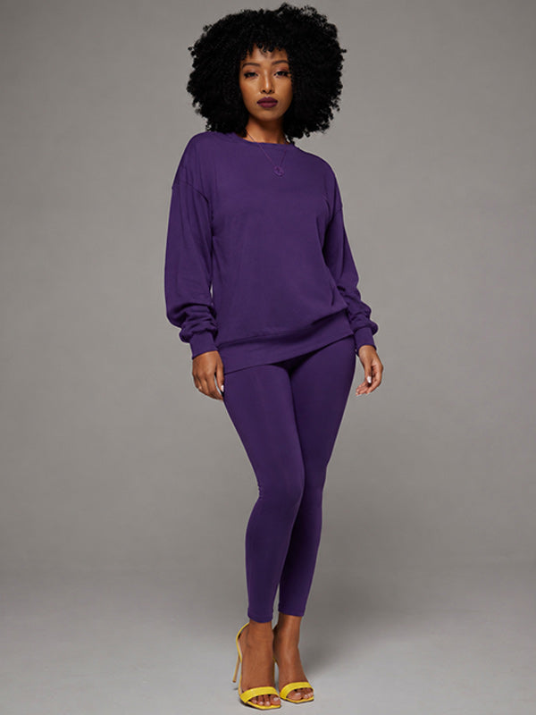 Solid Sweatshirt & Pants Set