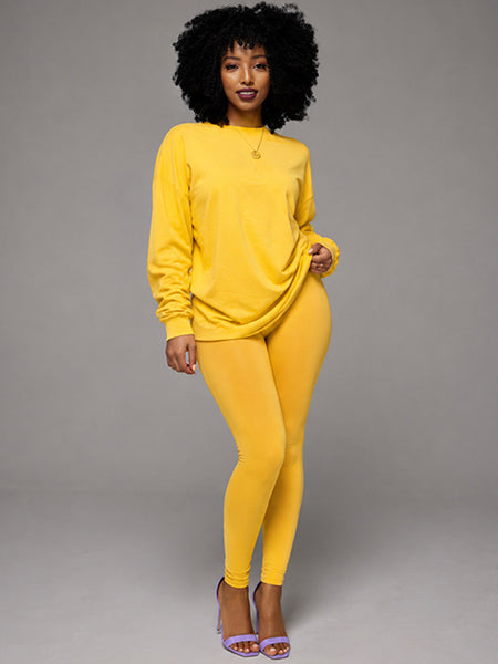 Solid Sweatshirt & Pants Set
