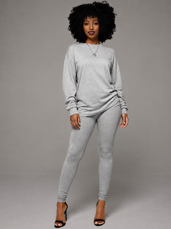 Solid Sweatshirt & Pants Set
