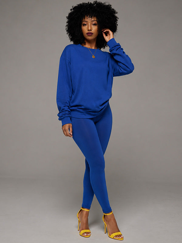 Solid Sweatshirt & Pants Set