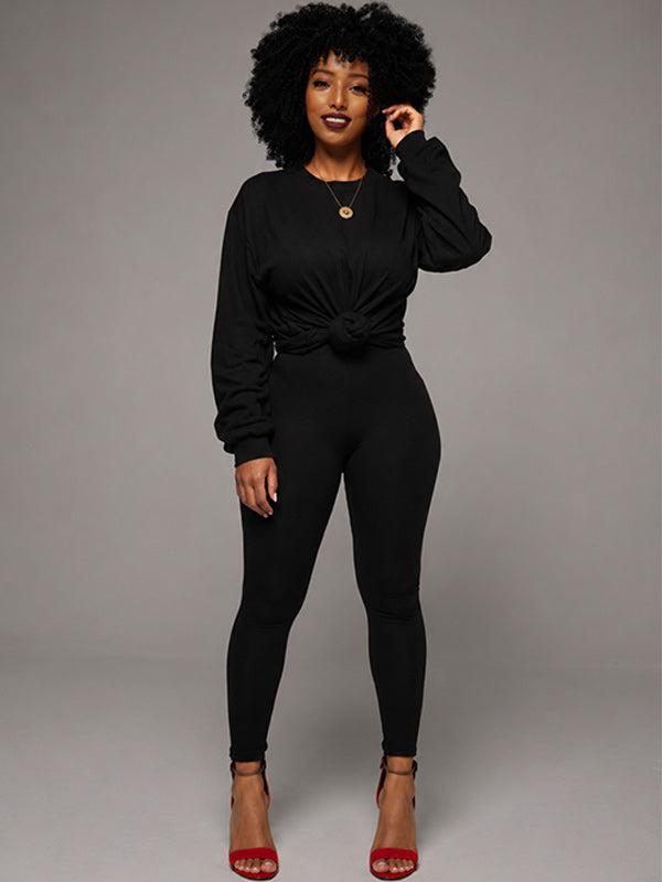 Solid Sweatshirt & Pants Set