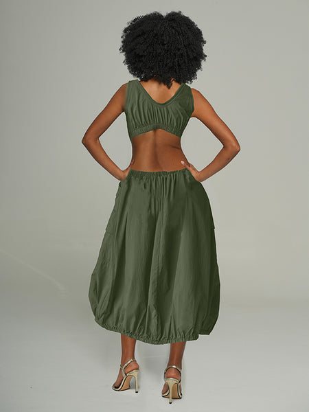 Sleeveless Cutout Cargo Dress
