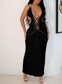 Knit Lace-Up Cami Dress