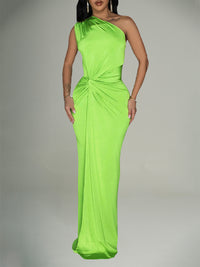 Solid One-Shoulder Maxi Dress