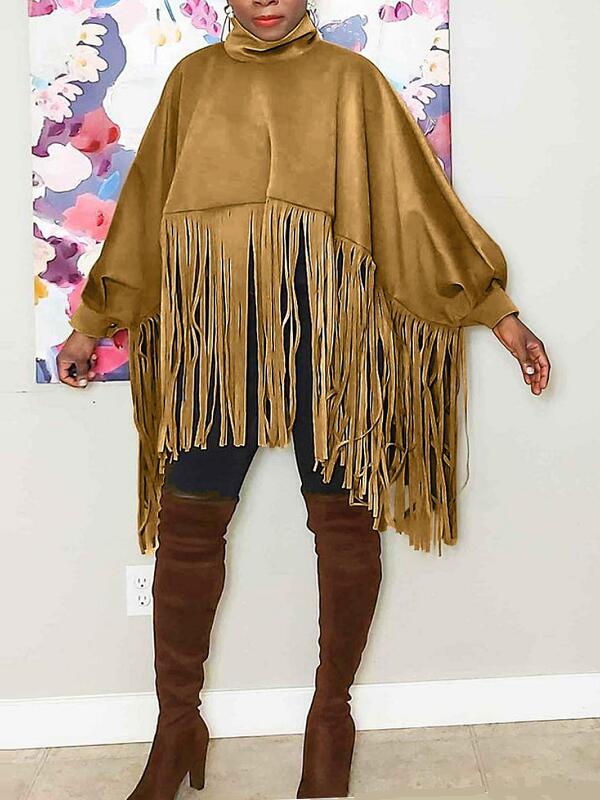 Fringe Combo Turtleneck Sweatshirt -- sold out