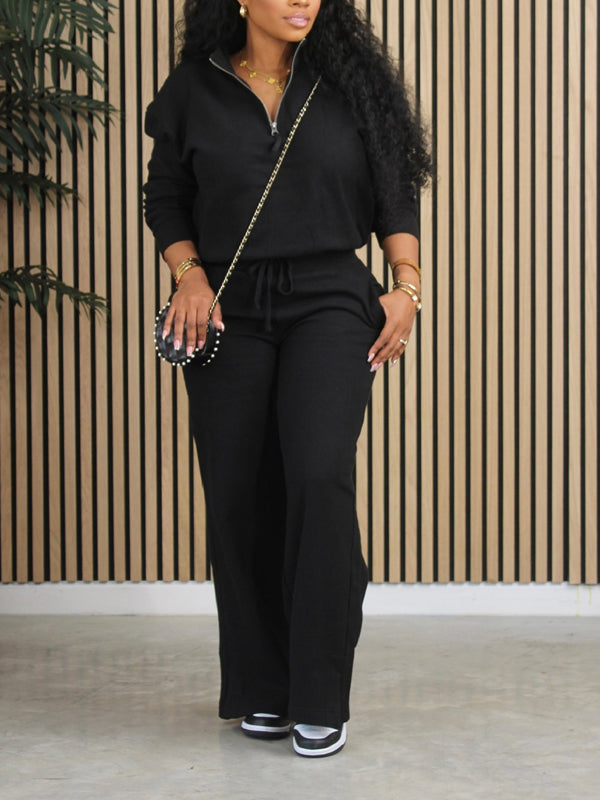 Quarter-zip Sweatshirt & Straight Pants (Fleece Lined)