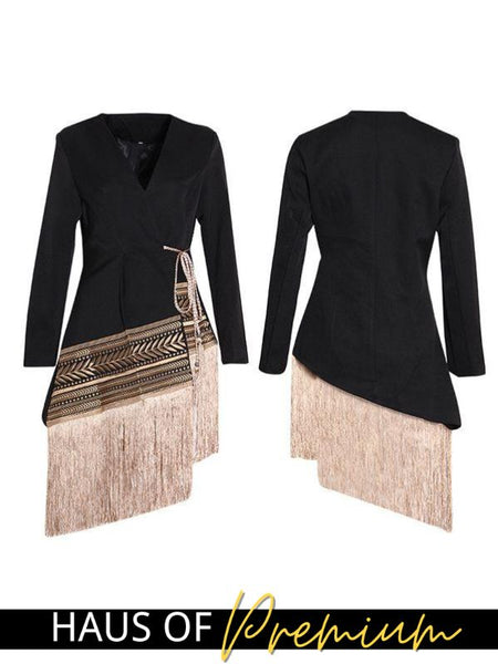 Fringe Combo Embroidered Blazer
