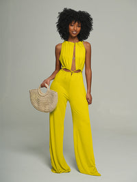 Lace-up Wide Leg Jumpsuit