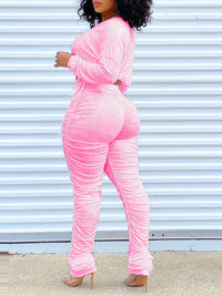 Drawstring Top & Ruched Pants Set