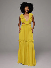 Frilled V-Neck Maxi Dress -- sold out