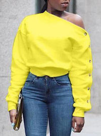 One Shoulder Button Sleeve Top