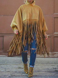 Fringe Combo Turtleneck Sweatshirt -- sold out