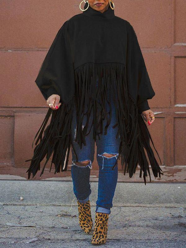Fringe Combo Turtleneck Sweatshirt -- sold out
