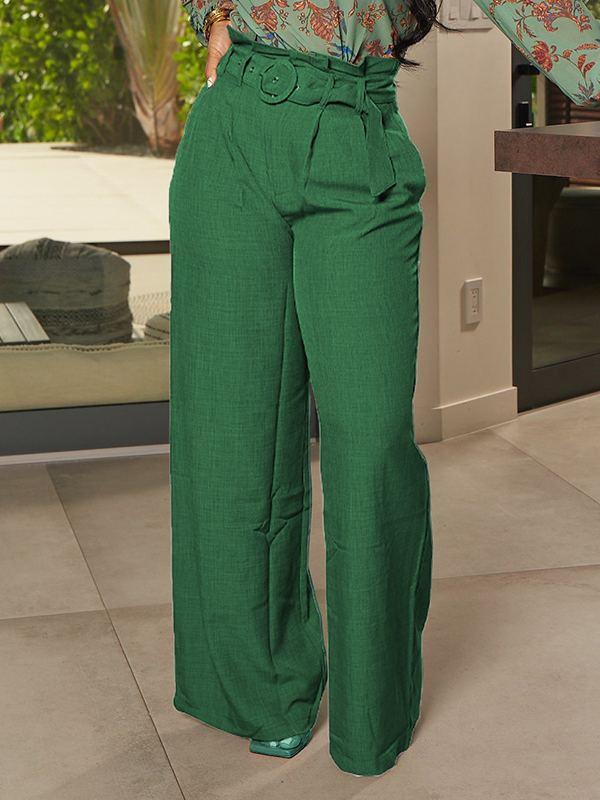 Paper-Bag Wide-Leg Pants