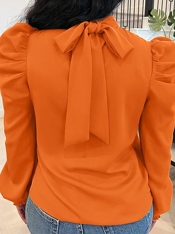 Tied-Back Puff-Sleeve Top