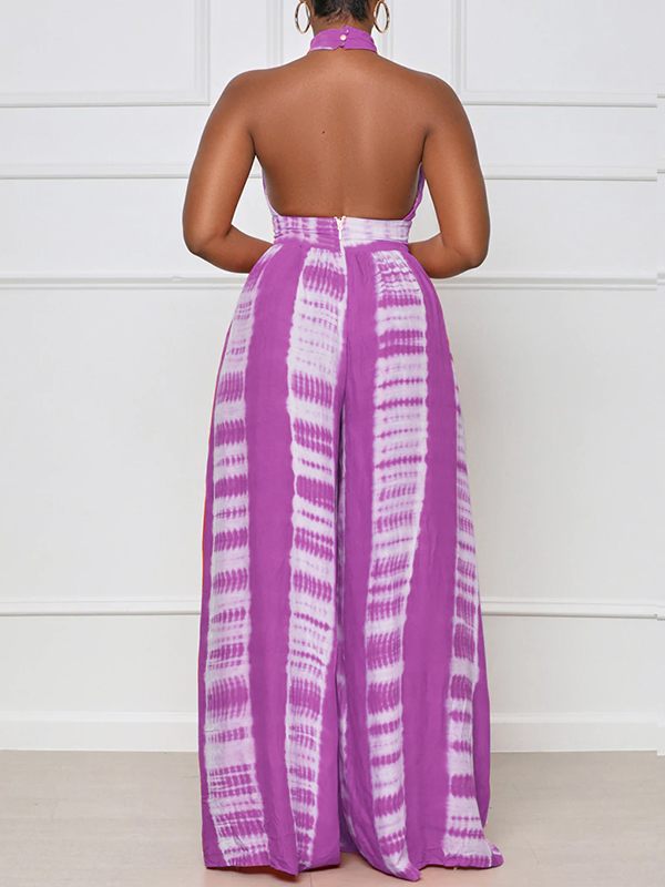 Printed Halter Wide-Leg Jumpsuit -- sold out