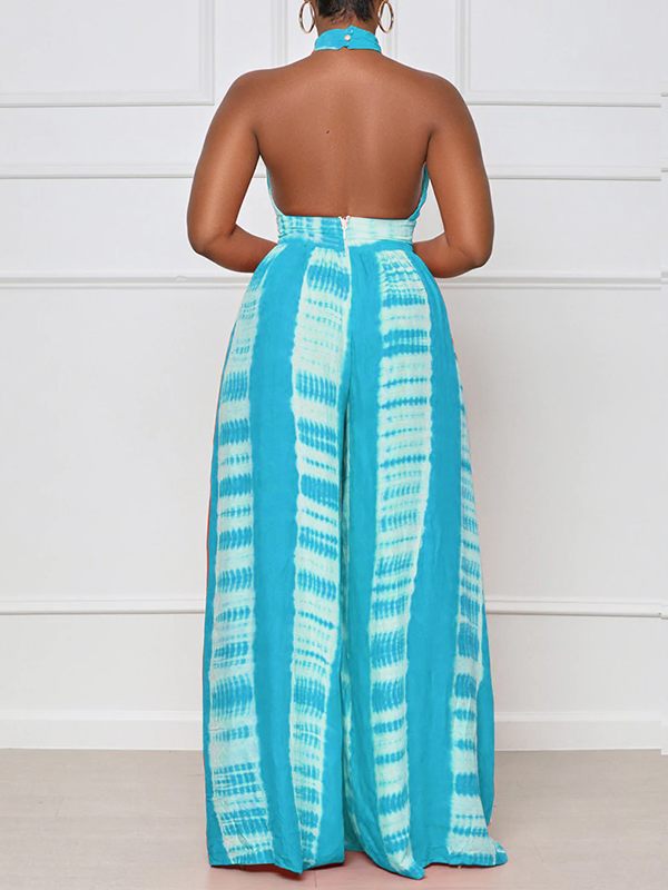 Printed Halter Wide-Leg Jumpsuit -- sold out