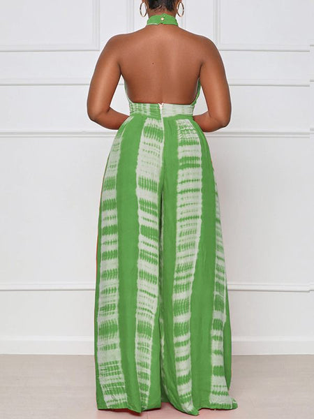 Printed Halter Wide-Leg Jumpsuit -- sold out