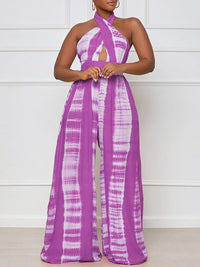 Printed Halter Wide-Leg Jumpsuit -- sold out
