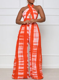 Printed Halter Wide-Leg Jumpsuit -- sold out