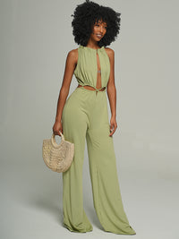 Lace-up Wide Leg Jumpsuit