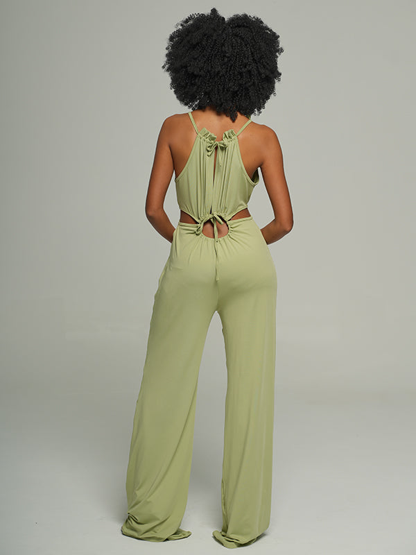 Lace-up Wide Leg Jumpsuit