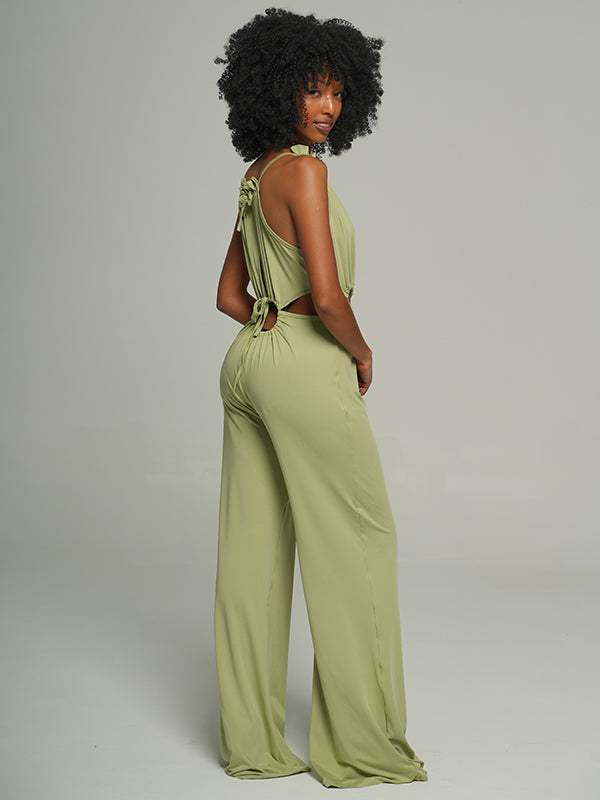 Lace-up Wide Leg Jumpsuit