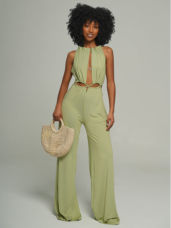 Lace-up Wide Leg Jumpsuit