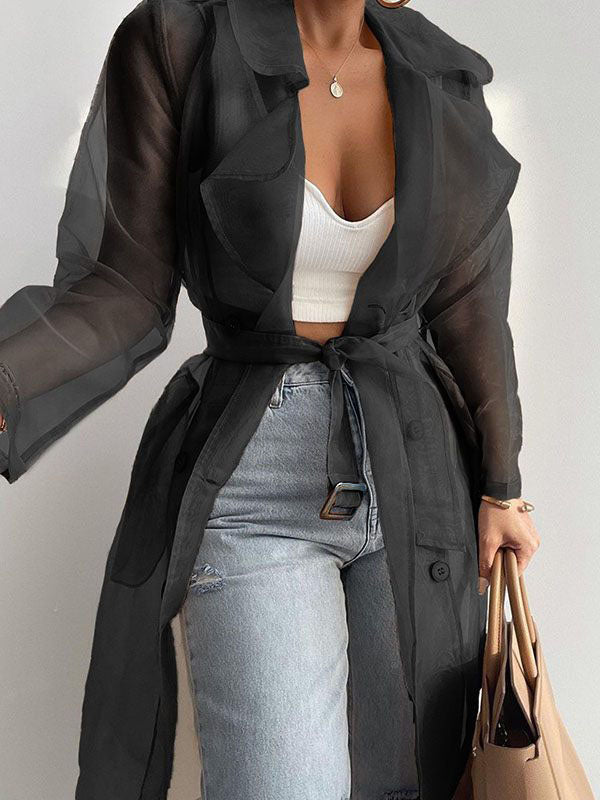 Belted Tulle Duster