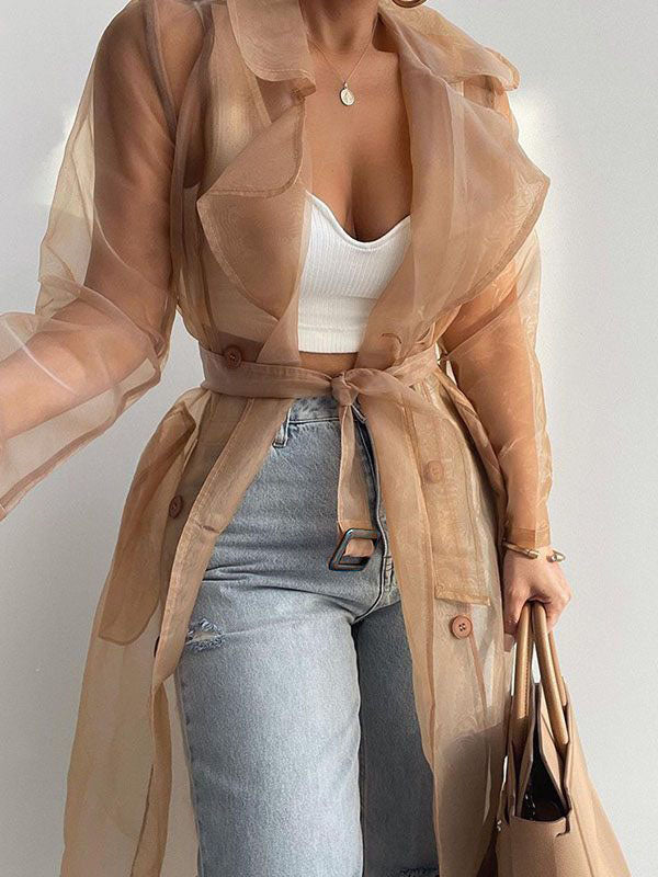 Belted Tulle Duster
