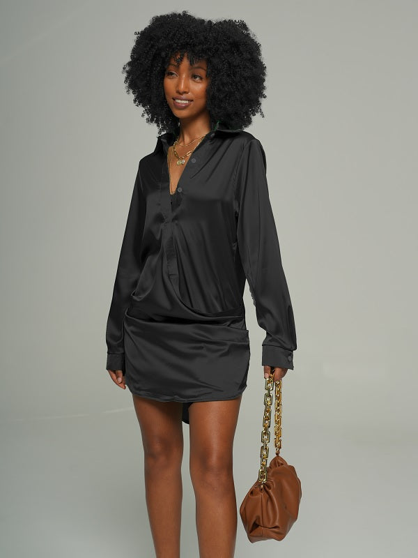 Draped Shirt Dress