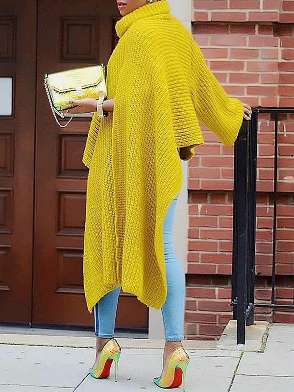 Knit Turtleneck Cape Top