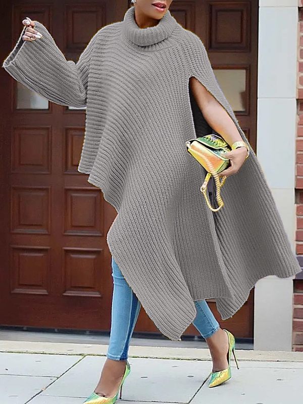 Knit Turtleneck Cape Top