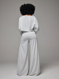 Raw-cut Top & Wide-Leg Pants Set