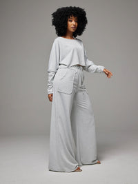 Raw-cut Top & Wide-Leg Pants Set