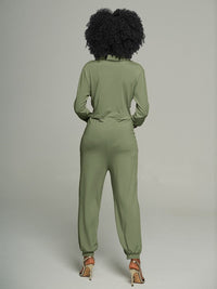 Draped Shirt Jumpsuit
