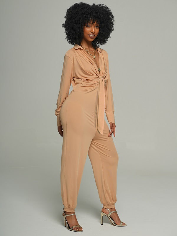 Draped Tie Shirt Jumpsuit -- pre-order on 10th Mar