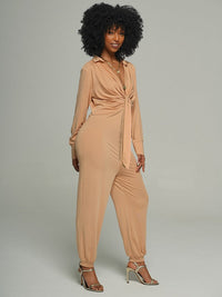 Draped Tie Shirt Jumpsuit