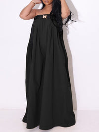 Strapless Belted Wide Leg Jumpsuit