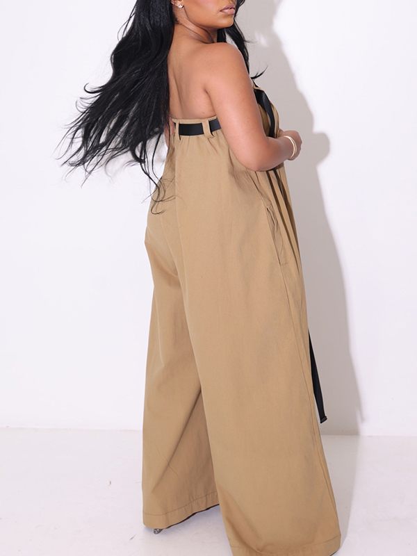 Strapless Belted Wide Leg Jumpsuit