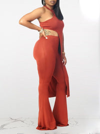 Solid Asymmetric Top & Pants Set