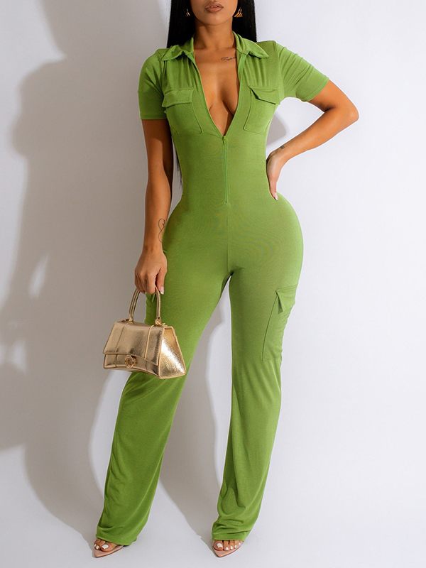 Zip-Front Cargo Jumpsuit