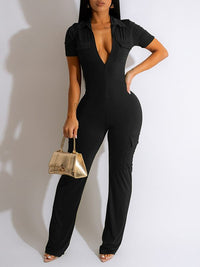 Zip-Front Cargo Jumpsuit