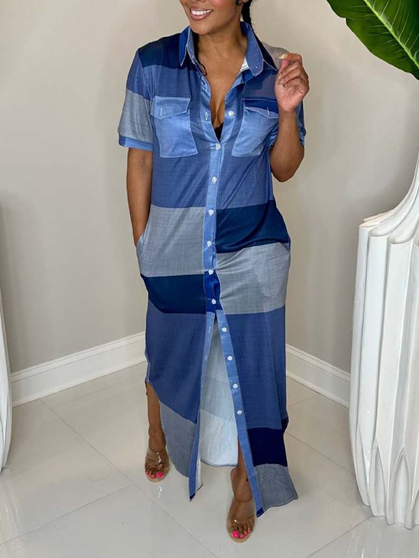 Colorblock Shirt Dress